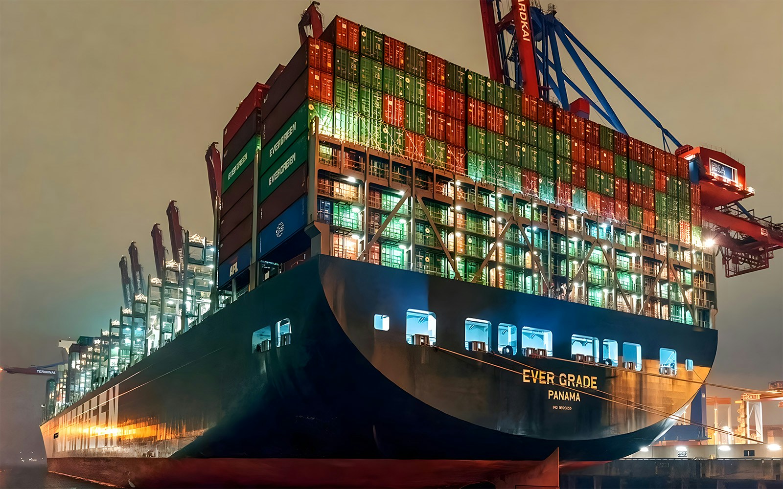 Evening Lights Cruise with large ship
