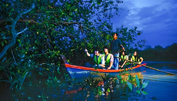 Batu Caves entrance with golden statue, Kuala Lumpur, part of Firefly Watching Tour.