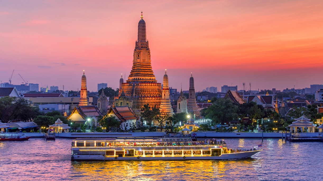 Chao Phraya Princess Cruise at sunset in Bangkok