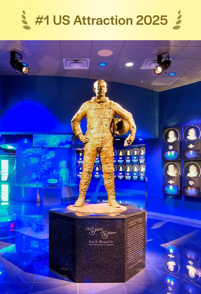 Statue of astronaut in U.S. Astronaut Hall of Fame, Kennedy Space Center.