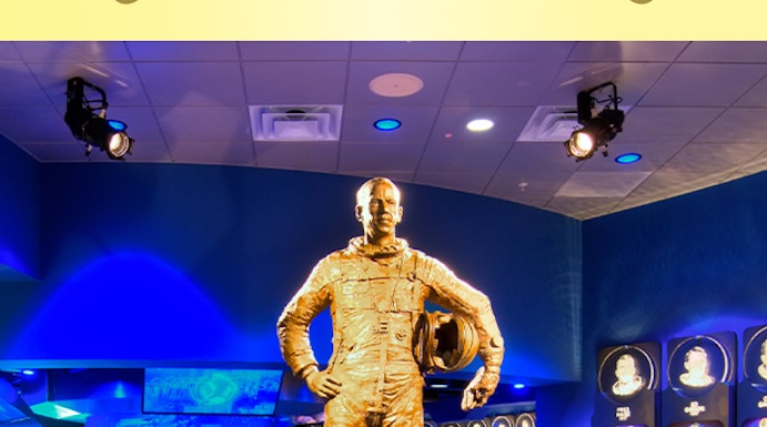 Statue of astronaut in U.S. Astronaut Hall of Fame, Kennedy Space Center.