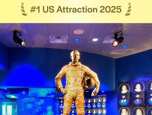 Statue of astronaut in U.S. Astronaut Hall of Fame, Kennedy Space Center.