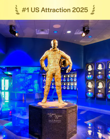 Statue of astronaut in U.S. Astronaut Hall of Fame, Kennedy Space Center.