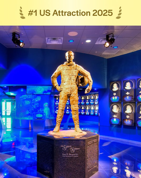 Statue of astronaut in U.S. Astronaut Hall of Fame, Kennedy Space Center.