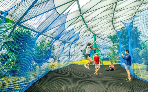 Visitors enjoying the Bouncing Net at Canopy Park, Jewel Changi.