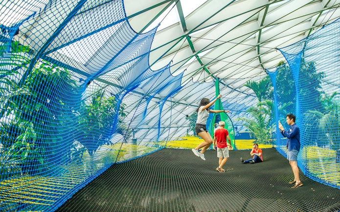 Visitors enjoying the Bouncing Net at Canopy Park, Jewel Changi.