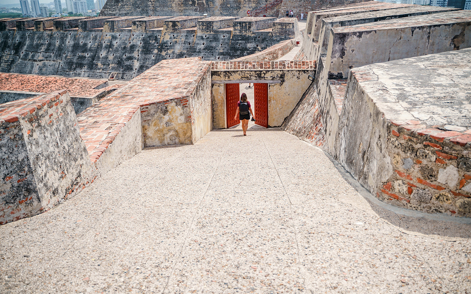 Visitor at Castillo de San Felipe de Barajas in Cartagena
