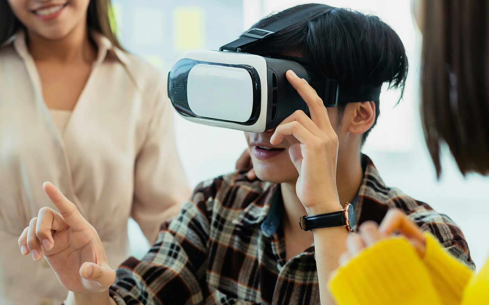 Person using VR headset for The Shard virtual reality experience.