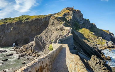 Stone pathway leading to San Juan de Gaztelugatxe chapel, Basque Country, Spain.