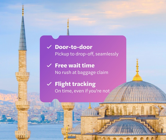 Sultan Ahmet Mosque minarets with Bosphorus view in Istanbul.