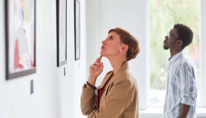 Visitors watching the Diverse exhibitions at National Museum of Contemporary Art Bucharest