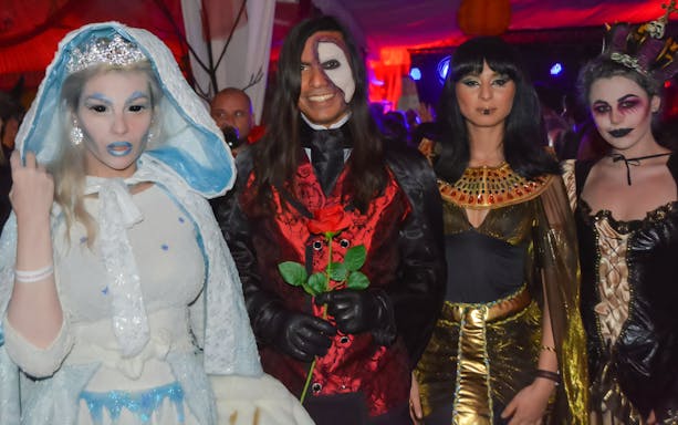 Guests in costumes at Bran Castle Halloween Party.