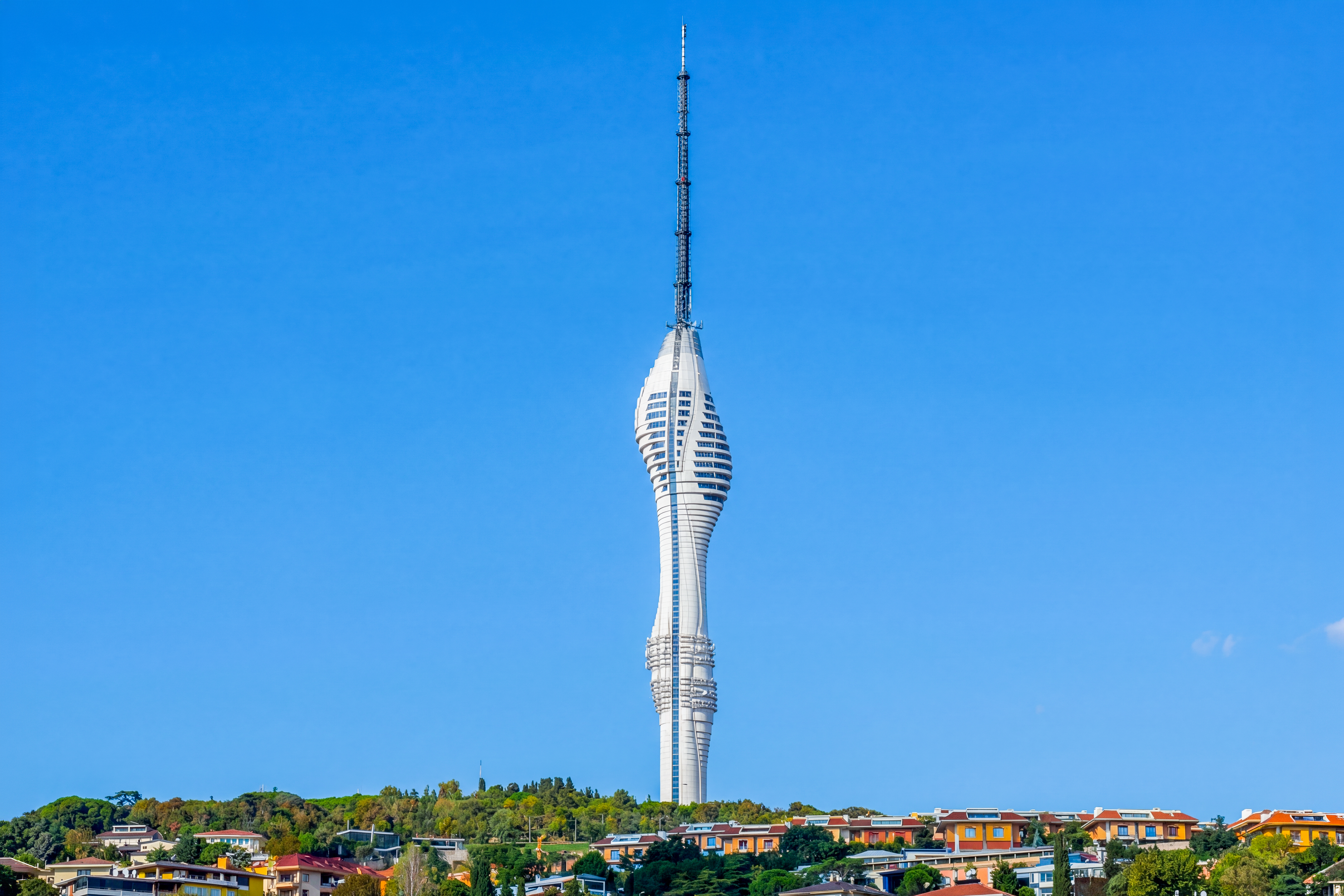 Camlica Tower rising above Istanbul skyline, Turkey.