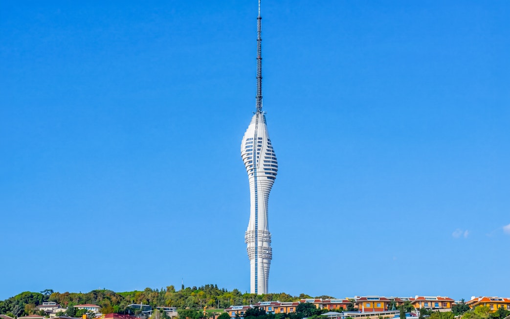 Camlica Tower rising above Istanbul skyline, Turkey.