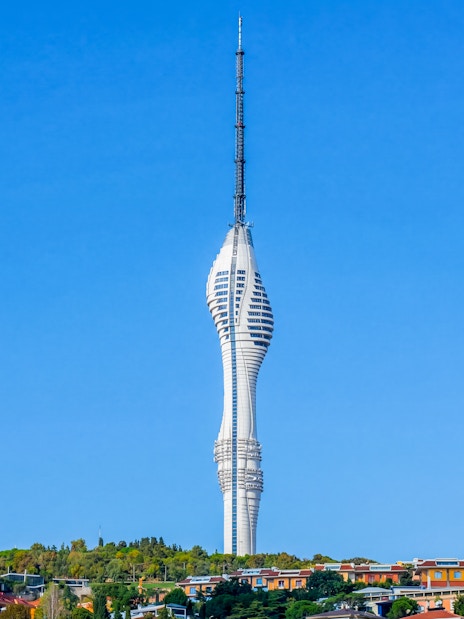 Camlica Tower rising above Istanbul skyline, Turkey.