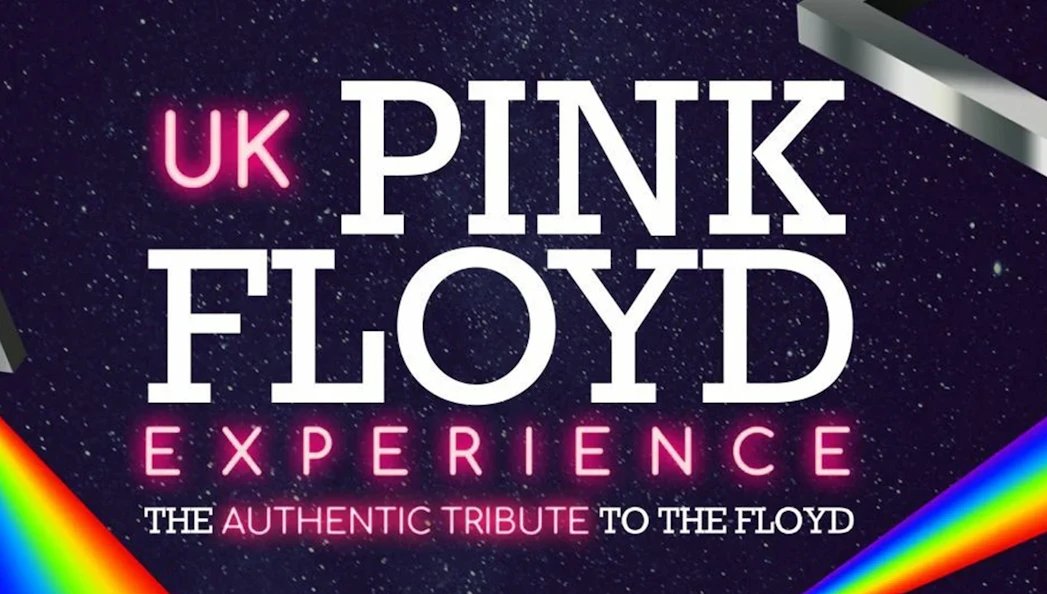 UK Pink Floyd Experience logo with rainbow prism design.