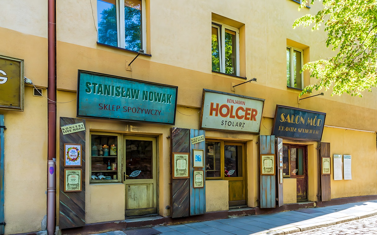 Shops in the Jewish Quarter of Kazimierz, Krakow, featured on the Schindler's Factory Guided Tour.