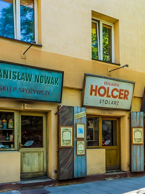 Shops in the Jewish Quarter of Kazimierz, Krakow, featured on the Schindler's Factory Guided Tour.