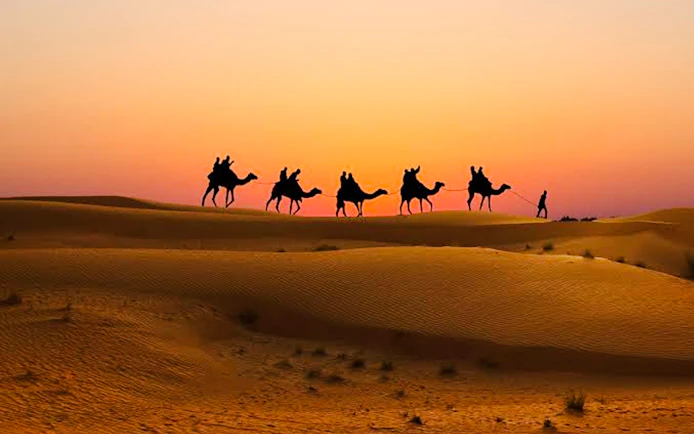 Dubai Red Dunes Desert Safari with BBQ Dinner, Camel Ride, Sandboarding and Hotel Transfers