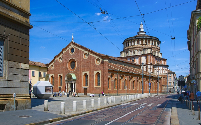 Santa Maria delle Grazie church in Milan, featuring Renaissance architecture.