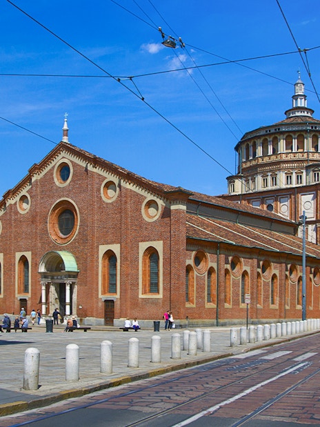 Santa Maria delle Grazie church in Milan, featuring Renaissance architecture.