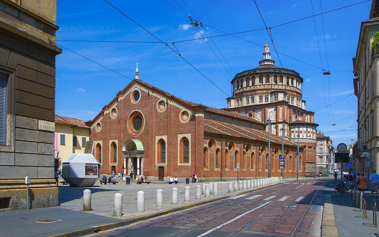 Santa Maria delle Grazie church in Milan, featuring Renaissance architecture.