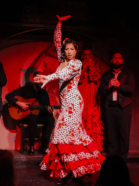 Flamenco dancer performing at El Duende by Tablao Cordobes in Barcelona.