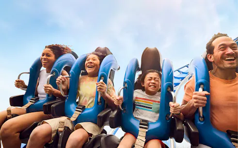 Riders enjoying the Patriot rollercoaster at California's Great America.