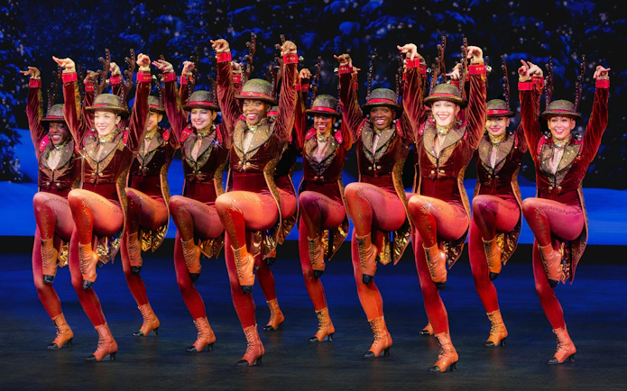 Rockettes performing in Christmas Spectacular at Radio City Music Hall.