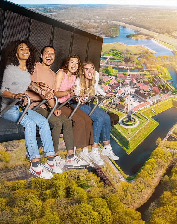 Aerial view of Amsterdam cityscape from This is Holland observation deck.