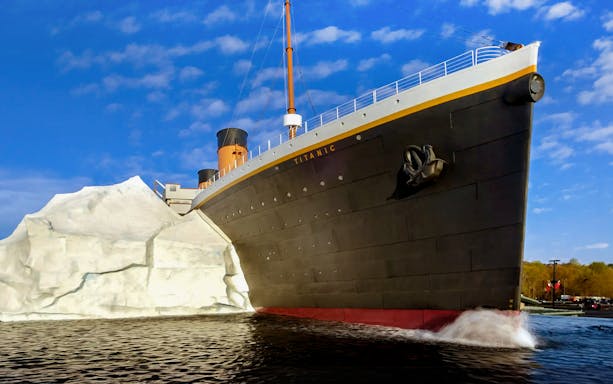 Titanic Museum replica ship and iceberg in Pigeon Forge.