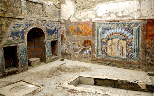 Herculaneum ruins with detailed frescoes and mosaics, part of Combo: Herculaneum + Pompeii Tickets.