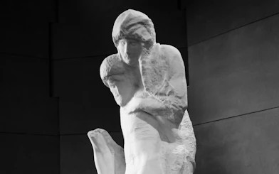 Rondanini Pieta sculpture by Michelangelo at Sforza Castle, Milan.