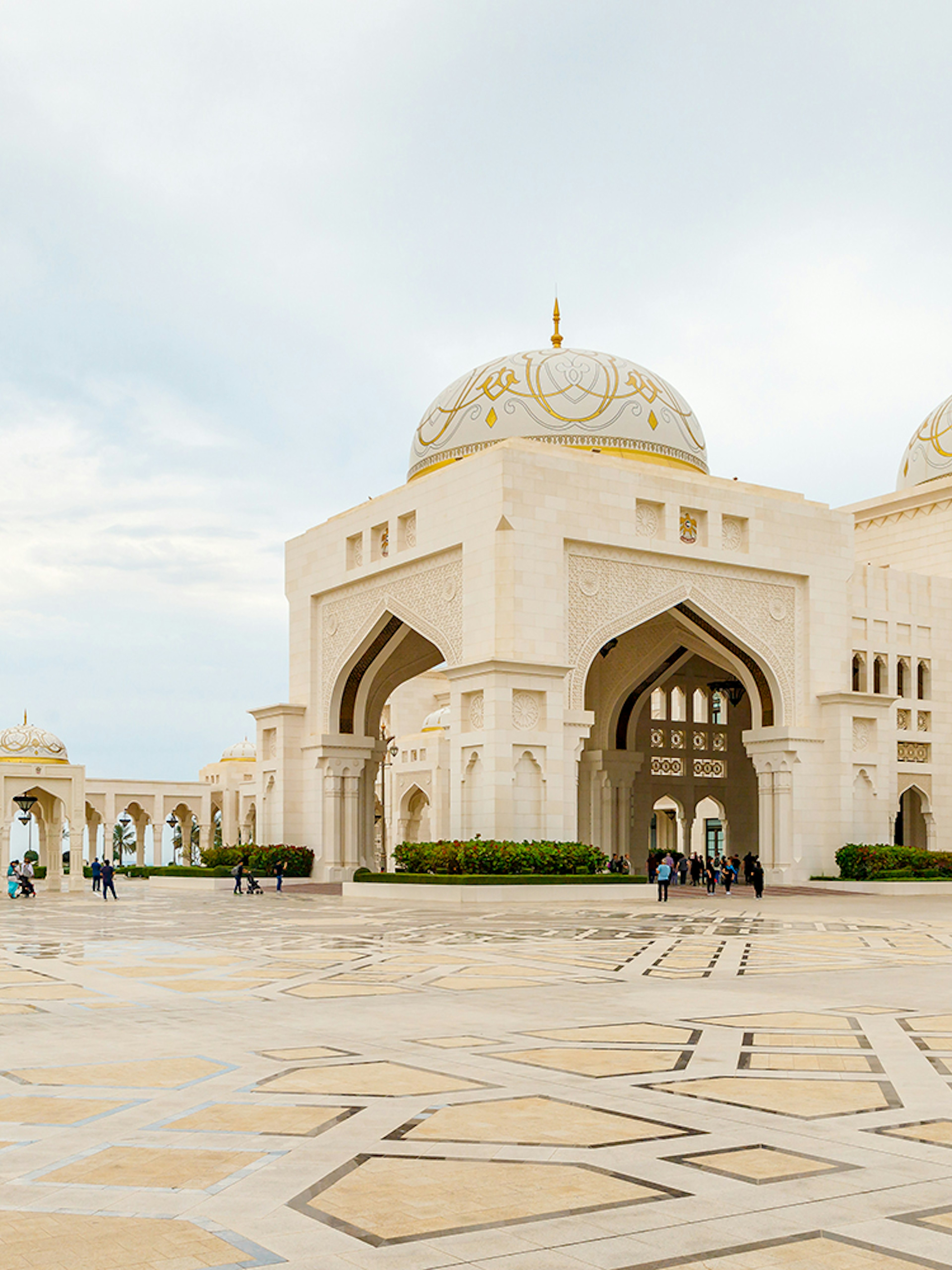 Qasr Al Watan exterior with domes and arches, Abu Dhabi.