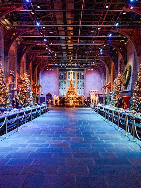 Great Hall decorated for Christmas at Warner Bros. Studio Tour Tokyo, Harry Potter exhibit.