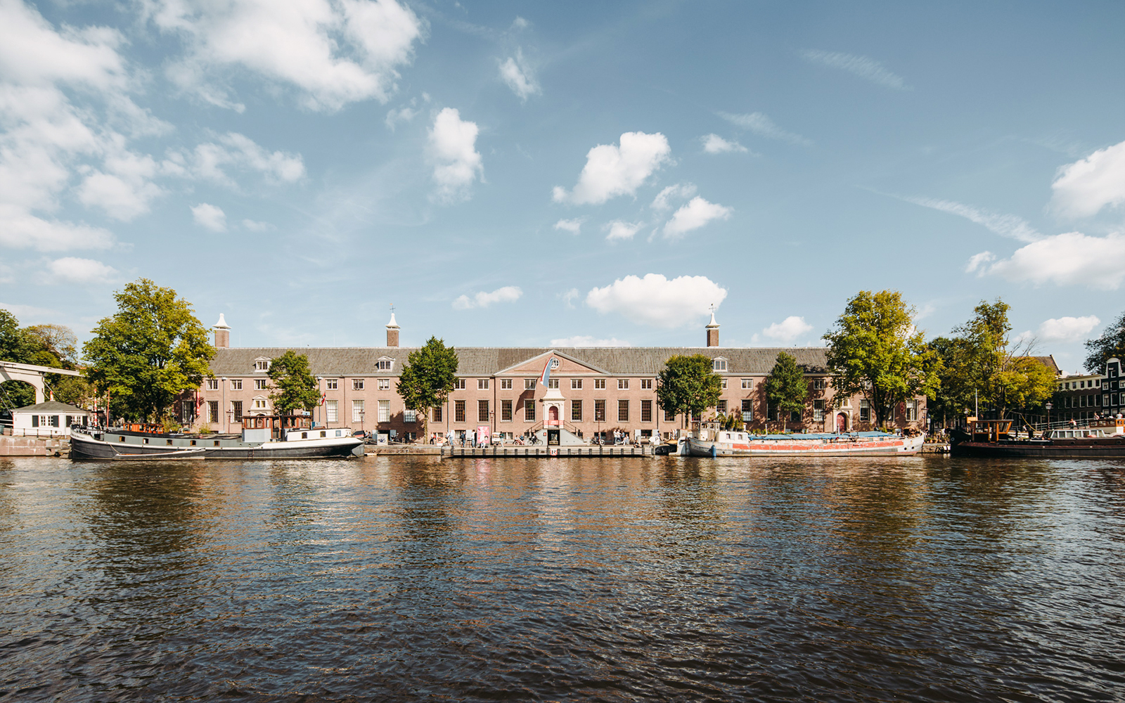 H’ART Museum exterior along the canal in Amsterdam, Netherlands.