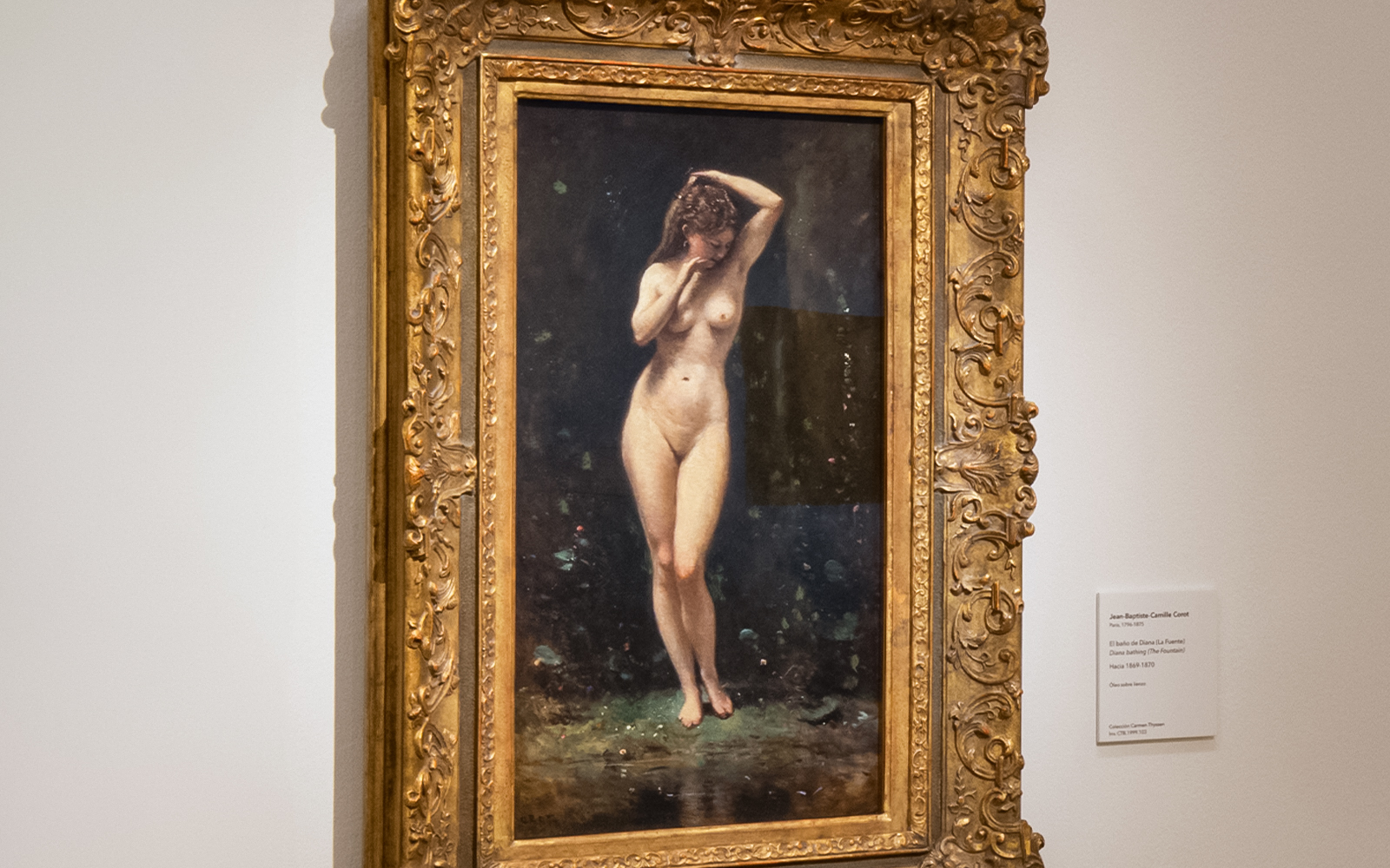 Painting of a nude figure in a gold frame at Prado Museum, part of Paseo del Arte pass.
