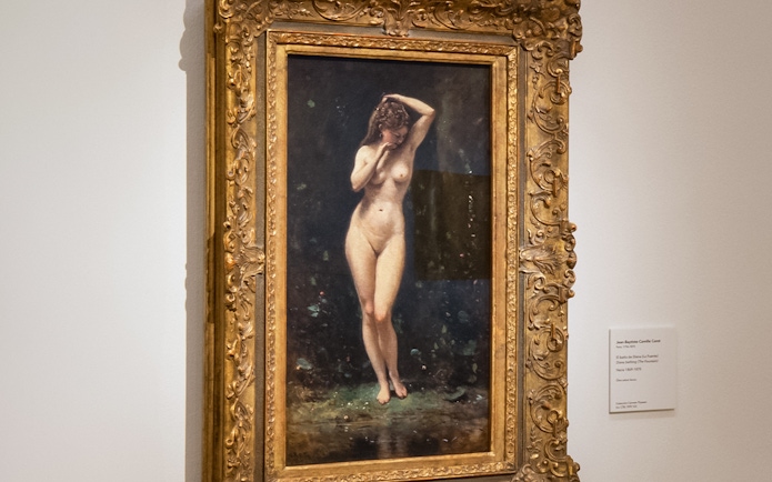 Painting of a nude figure in a gold frame at Prado Museum, part of Paseo del Arte pass.