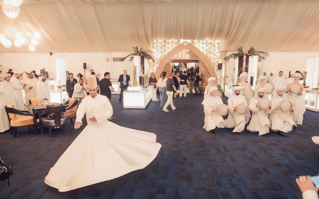 Sufi dancer performing at Asateer tent, Atlantis, The Palm, Dubai.