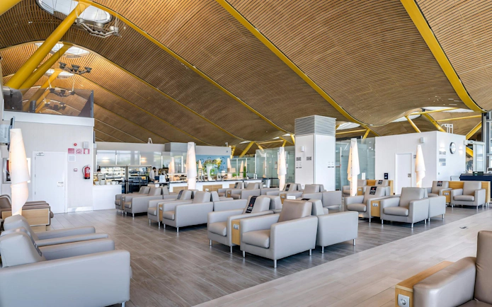 Sala VIP Neptuno lounge seating area at Adolfo Suarez-Barajas Airport, Madrid Terminal 4.