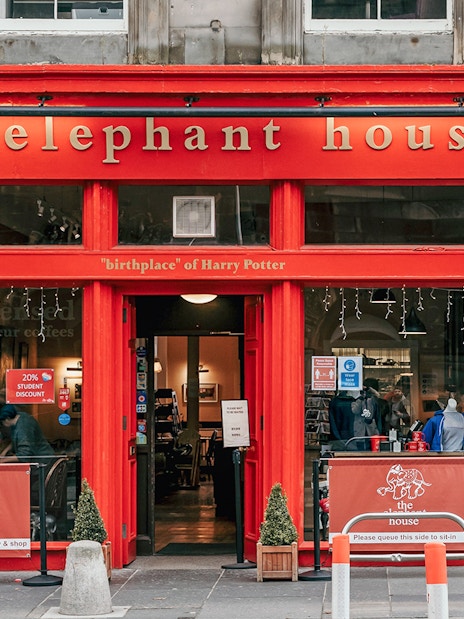 Elephant House Cafe exterior in Edinburgh, known as the birthplace of Harry Potter.