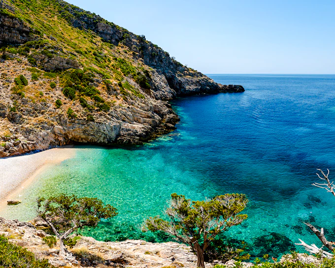 From Vlore: Haxhi Ali Cave, Dafina Bay & Karaburun Peninsula Speedboat Tour