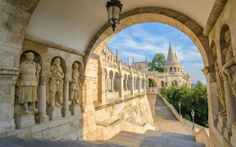 Fisherman's Bastion arches and statues in Budapest, Hungary.
