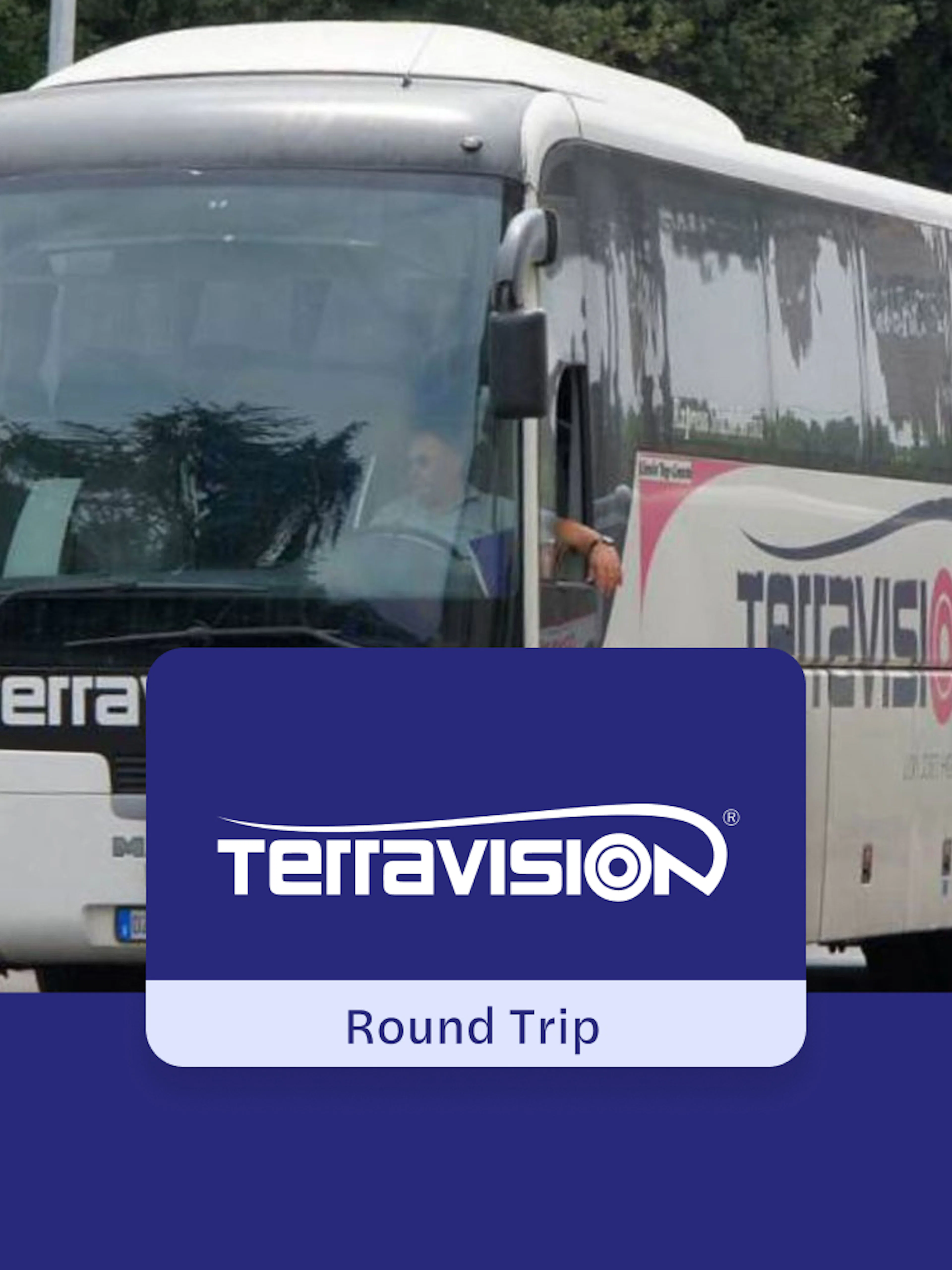 Terravision airport transfer bus in Istanbul on city street.