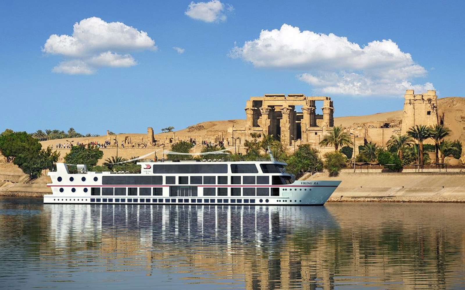 Cruise ship on the Nile River near Kom Ombo Temple, Aswan.
