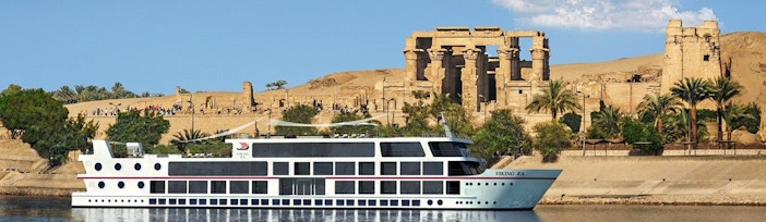 Cruise ship on the Nile River near Kom Ombo Temple, Aswan.