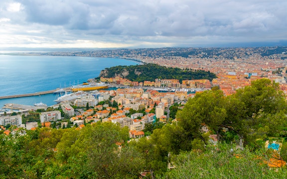 View of Nice and the French Riviera coastline from Mount Boron.