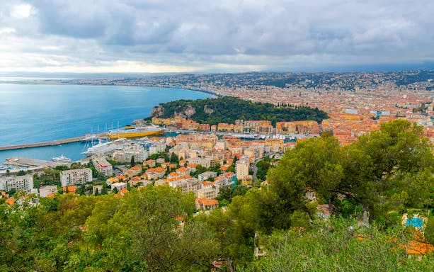 View of Nice and the French Riviera coastline from Mount Boron.