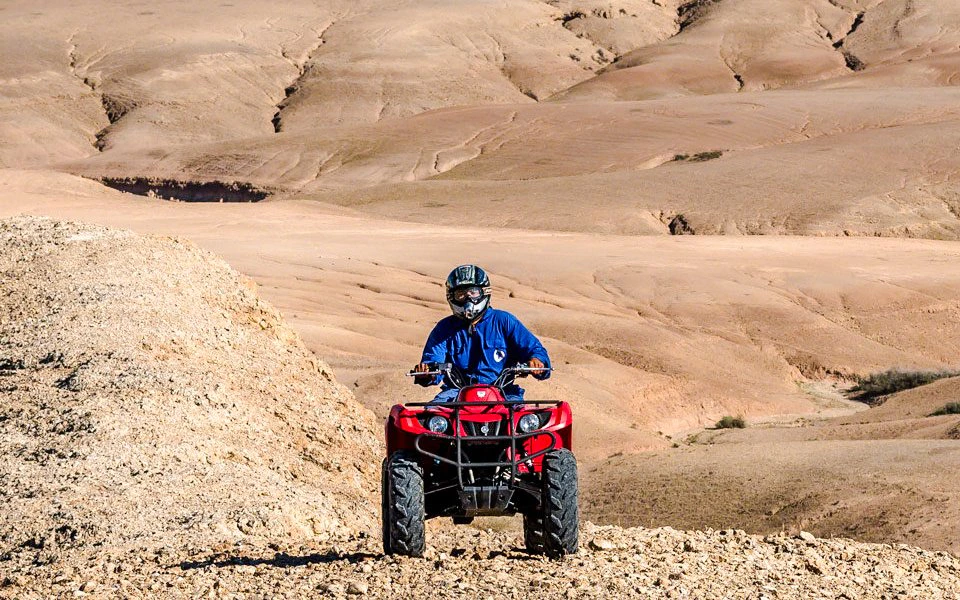 Quad biking in Agafay Desert, Morocco.