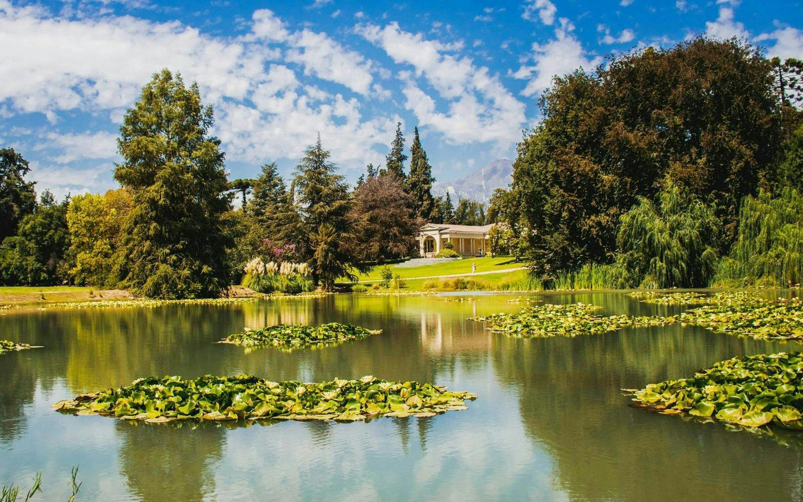 Viña Concha y Toro estate with pond and gardens in Santiago, Chile.